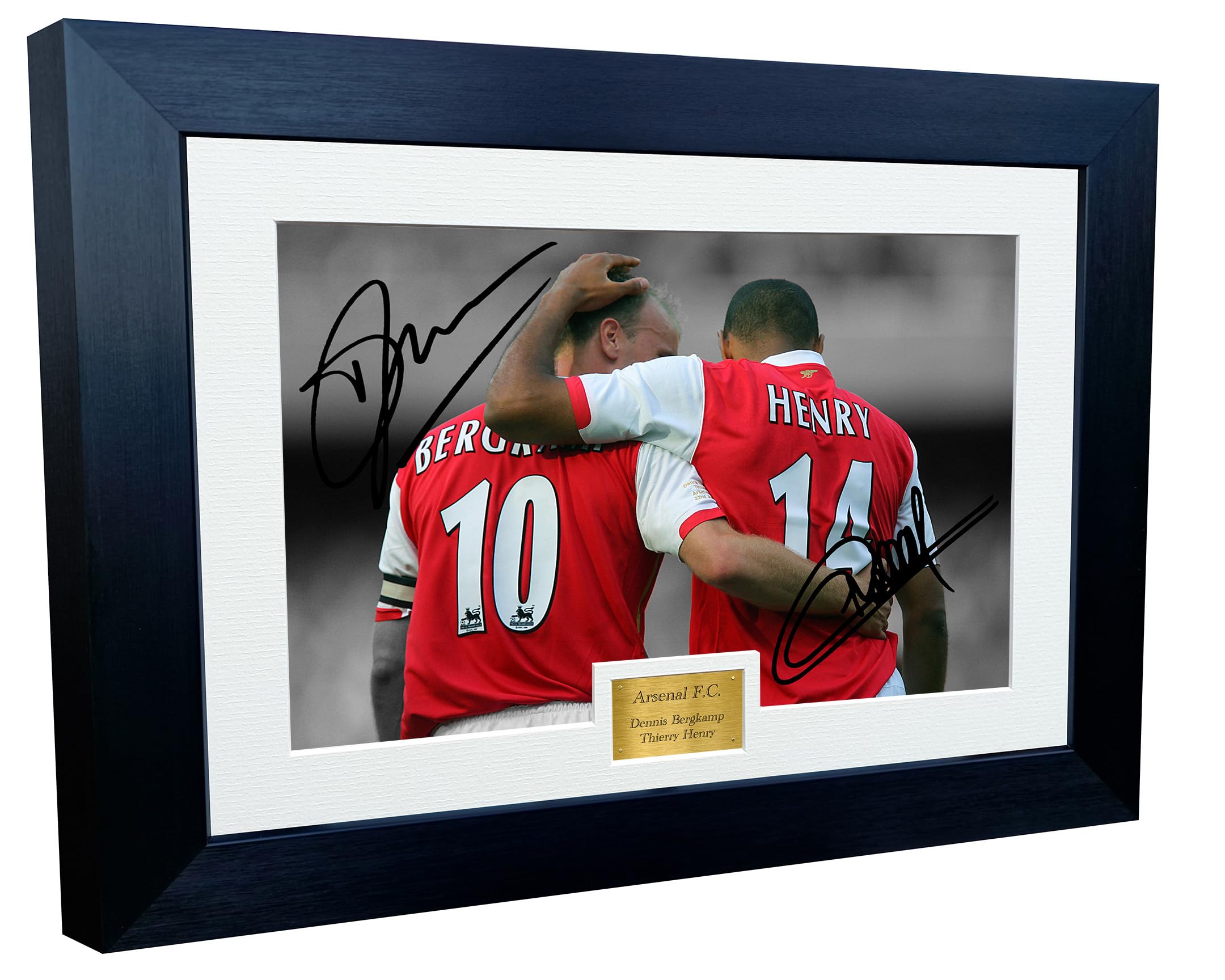 12x8 A4 Signed Dennis Bergkamp Thierry Henry Arsenal Autographed Autograph Signed Signature Photograph Photo Picture Frame Football Soccer Poster Gift BW