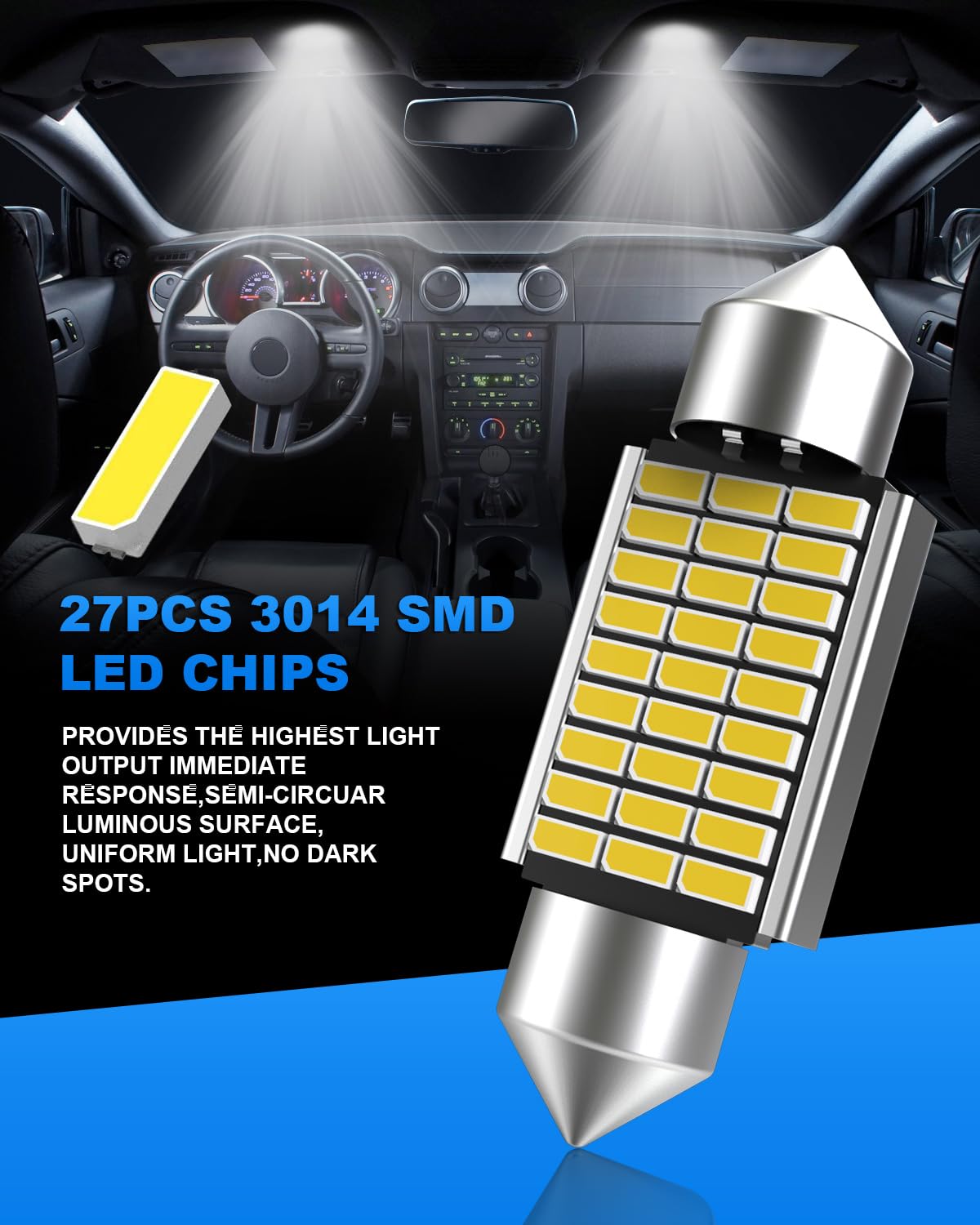 OUSHI Żarówki C5W Festoon LED 36 mm, 1,42 cala, Canbus 12 V, 6000 K, ksenonowe białe super błyszczące 6418, 6461, 6451, oświetlenie wewnętrzne i tablica rejestracyjna bez polaryzacji (zestaw 4 szt.)