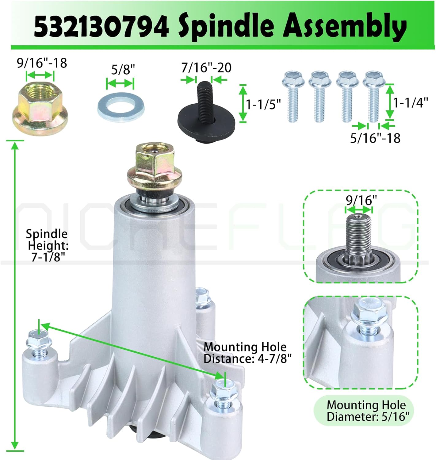 2 Pack 532130794 Spindle Assembly with 532173436 Mandrel Pulley 532144200 Deck Belt 1/2x88 Replaces 532128774 539110158 532128285 for Husqvarna 42” YTH150 LT130 LT140 LTH130 LTH140 Decks