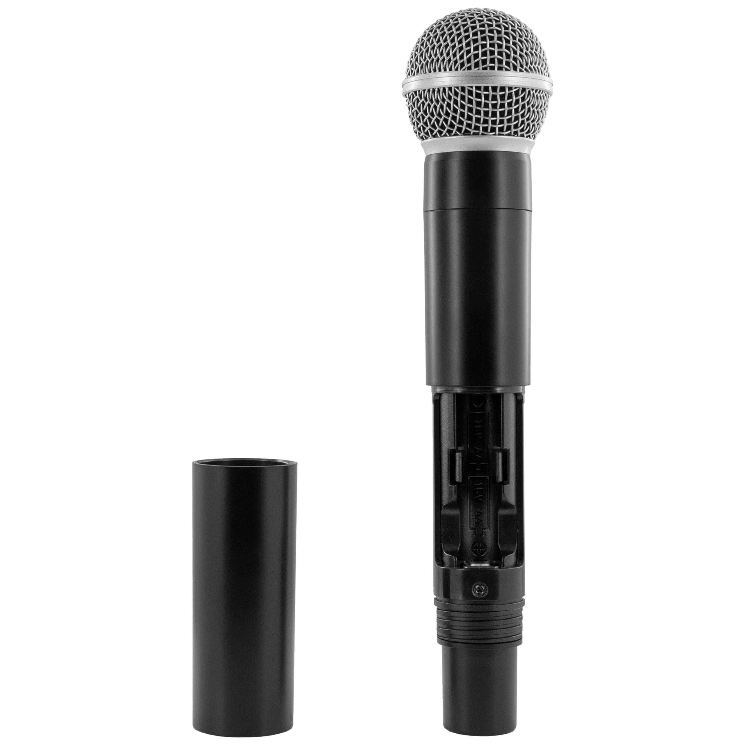 BoomToneDJ UHF Duo - Système Complet micros sans Fil UHF - 2 Microphones dynamiques Main - Double Canal - 663.5 et 682.2 MHz. Idéal pour Chant, Discours, Karaoke, Animation.