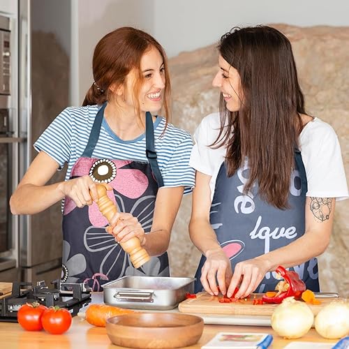 Miniatura 2 de cobee 2 delantales para mujer con bolsillos, delantal impermeable, delantales de cocina ajustables, delantales de cocina para jardín, manualidades,