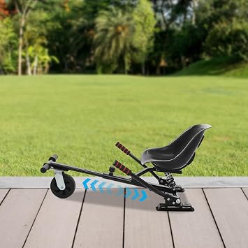Hoverboard Seat Attachment, Hoverboard Go Kart with Rear Shock Absorption, Adjustable Frame Length and Handlebar Control Buggy Attachment, Suitable for 6.5 to 10 Balancing Scooter (Black)