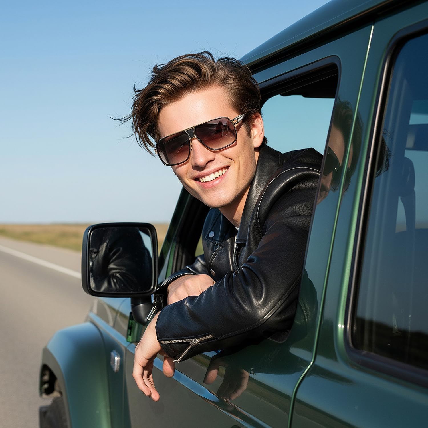 AEVOGUE Sunglasses For Men Goggle Alloy Big Frame Metal Punk Style Shield AE0336 - Image 2