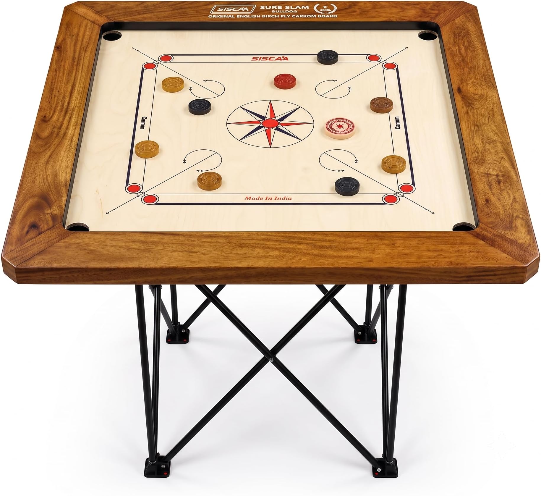 KNK Carrom Board Sure SLAM Indoor Board Game Approved by Carrom Federation of India & Maharashtra Carrom Association (Bulldog, 28mm)