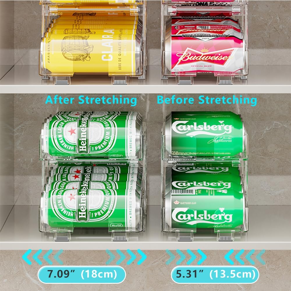 STORICANS Rolling Can Dispenser with Adjustable Width 2 Layer Fridge Beer Can Organiser Soda Can Dispenser for Fridge Kitchen Cupboard Pantry Countertop,Soda Pop Cans Storage Pantry Organisation,Clear 3 717eTM4t9+L. AC SL1000