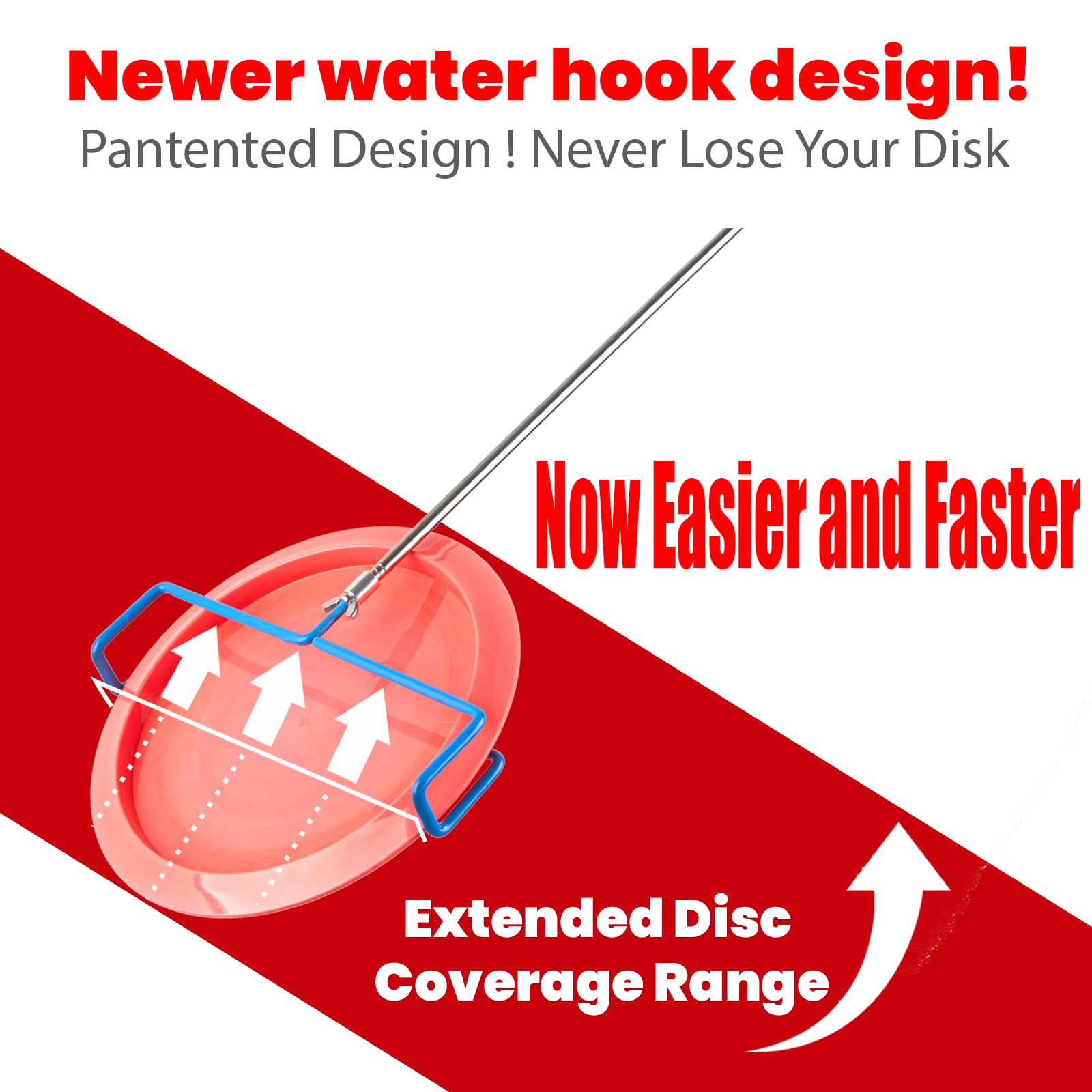 Palum Disc Golf Retriever Pole 16 ft - Telescopic Discs Retriever with Durable Stainless Steel Frame and Carry Bag - Extendable Accessories Grabber to Retrieve Discs in Water, Trees, Bushes