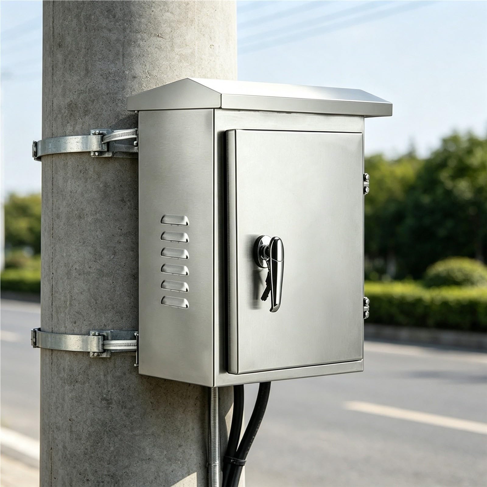 schaltschrank Edelstahl-Elektrokastengehäuse Für Den Außenbereich, Wetterfeste Abschließbare Tür, Schaltschrankdesign, Einfache Installation,(H W D 20 x 15 x 10 cm)