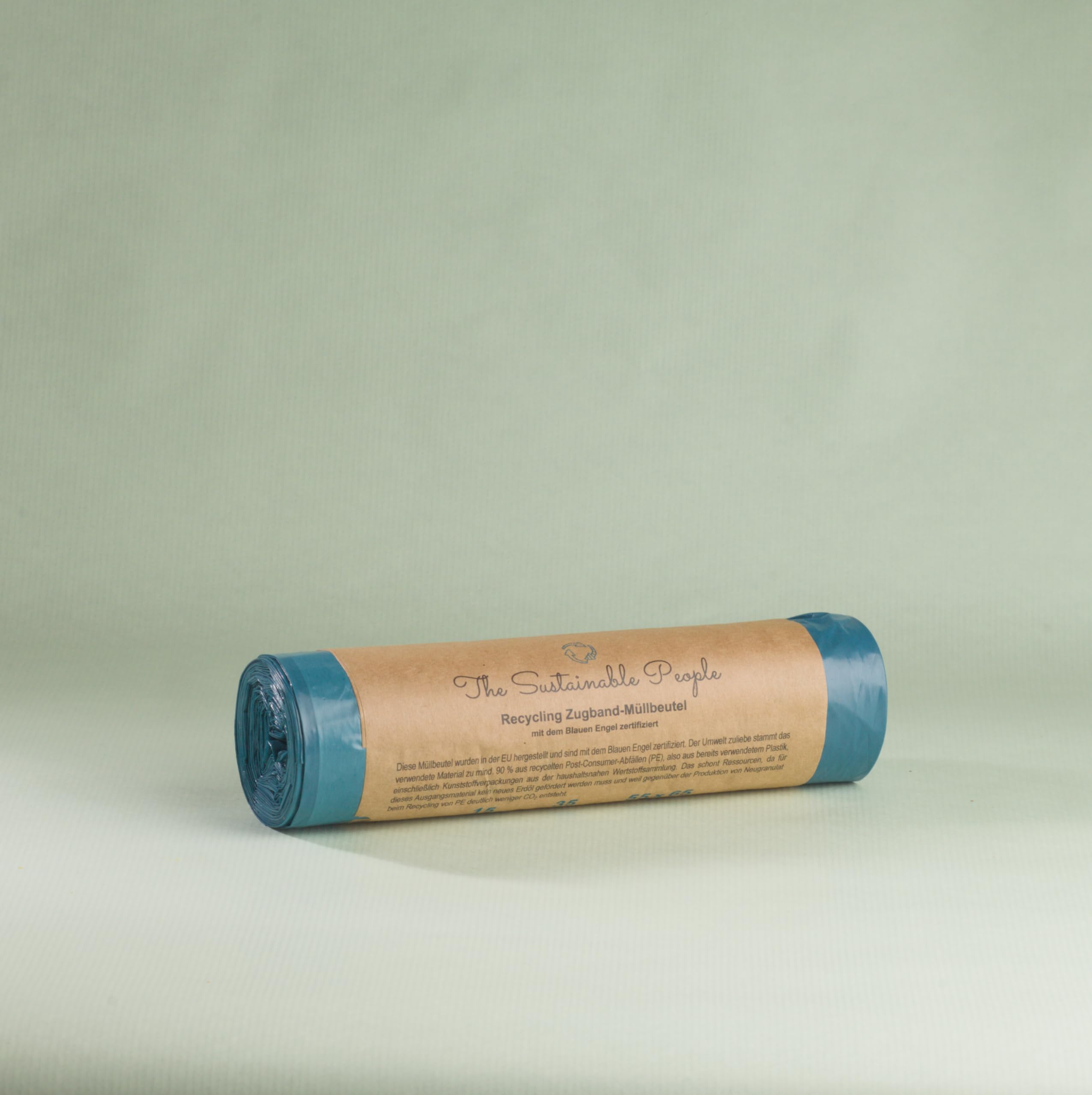 TSP - Bolsas de basura recicladas con cordón (35 L, 90% de residuos post-consumo, certificado Blauer Engel), seguras y resistentes a la rotura, para la recogida de residuos y reciclables (35 litros