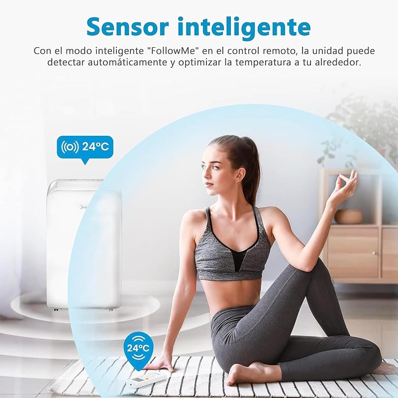 Aparat de aer condiționat portabil Midea Penguin 3 în 1, 12000 BTU, 3500 W, 4 moduri de funcționare, dezumidificator, ventilator, kit fereastră inclus, silențios, 43 m²