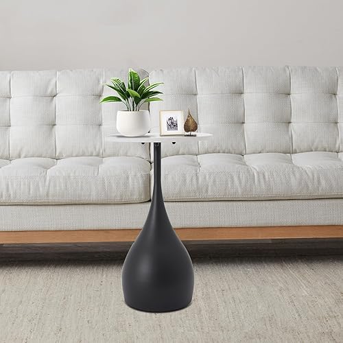 Miniatura 2 de Sofa Side Table,Artificial Marble Round End Table for,Sleek Round Accent Table for Small SpacesBlack