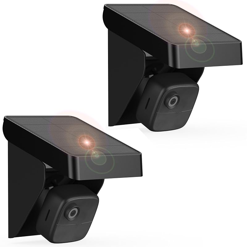 Painel Solar para Câmeras Blink Outdoor 4 (4th Gen), XT3, XT2 e XT, IP67, Bateria de 3300 mAh, Ponlrie, Cor Black2, Kit com 2
