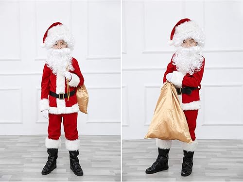 Miniatura 3 de ELFJOY Traje de Papá Noel para niños, disfraz de Navidad, Halloween, cosplay, juego de 11 piezas