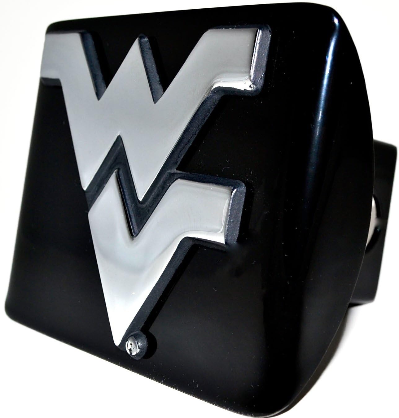 West Virginia Mountaineers Black Metal Trailer Hitch Cover with Chrome Metal Logo (For 2" Receivers)