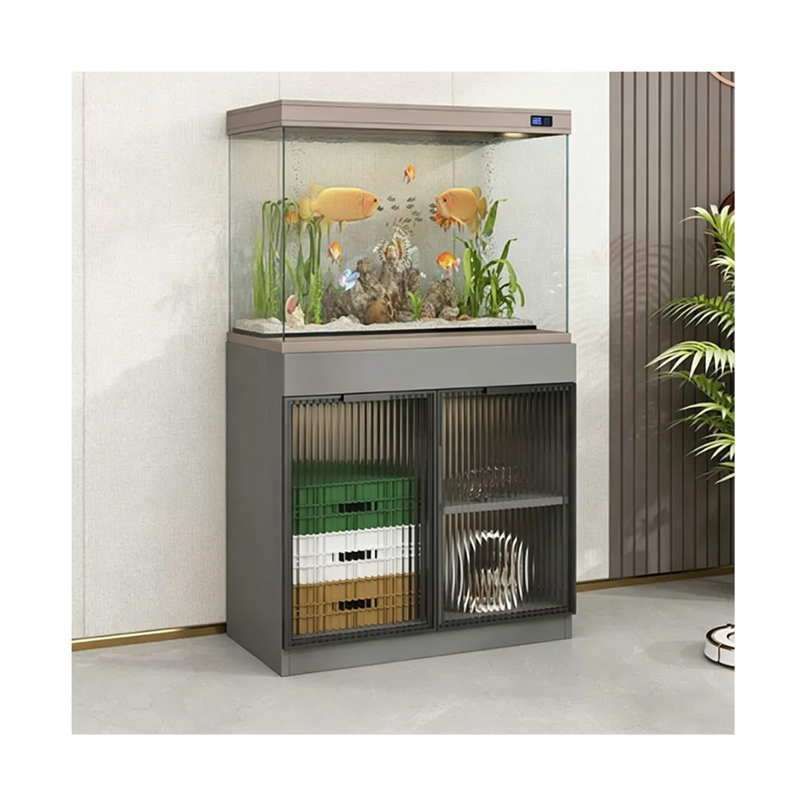 Soporte para Acuario, Soporte Pie para Terrario Reptiles, Soporte para Acuario con Armario Almacenamiento para Sala Estar Y Recibidor(Black,120X40X75CM)