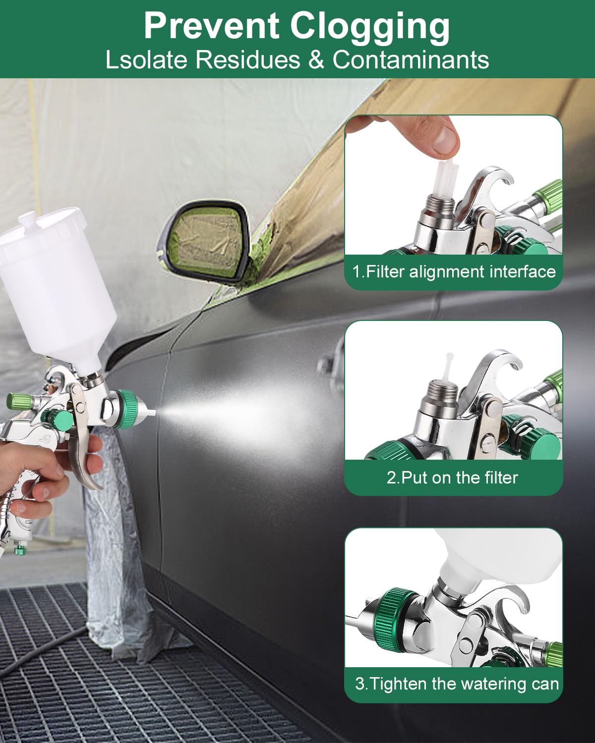 HVLP Pistola de Pintura Profesional, Pistola Pulverizadora de Pintura, Recipiente de Pintura 600 ml, 3 boquillas 1,4mm 1,7mm 2,0mm, Alimentación por Gravedad Pistola Rociadora para Automóviles, Techos