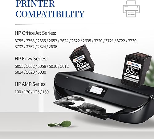 Miniatura 2 de INKCLOUD Cartucho de tinta remanufacturado de repuesto para HP Ink 65 65XLBlack Cartuchos de tinta para HP 3772 3755 3700 3722 3752 2600 2622 2652