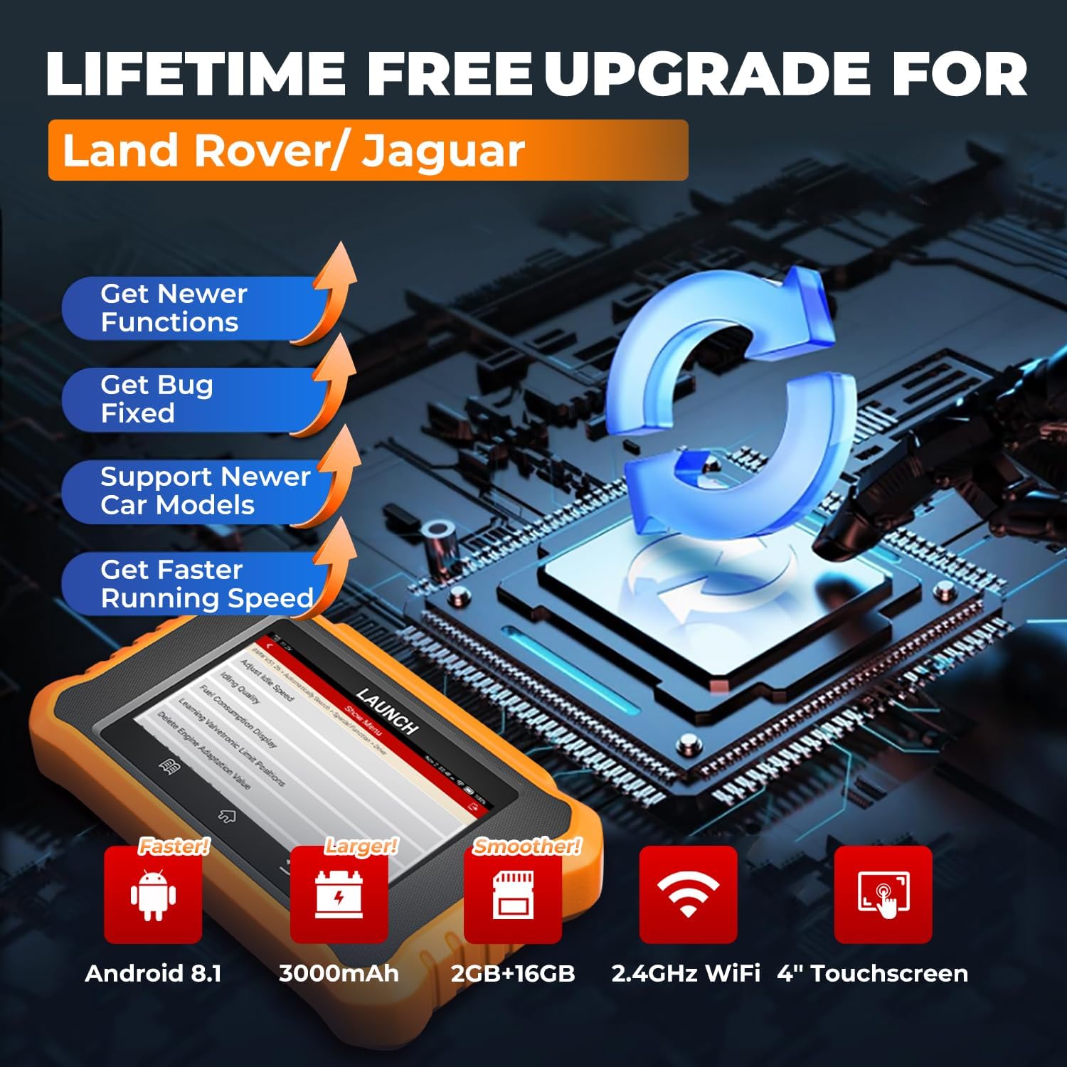 LAUNCH Creader Elite V2.0 for Land Rover Jaguar OBD2 Scanner, 2026 Bi-Directional Full Systems Diagnostic Scan Tool, All Reset Services, Active Test, Height Calibration, Lifetime FRee Update, Auto VIN