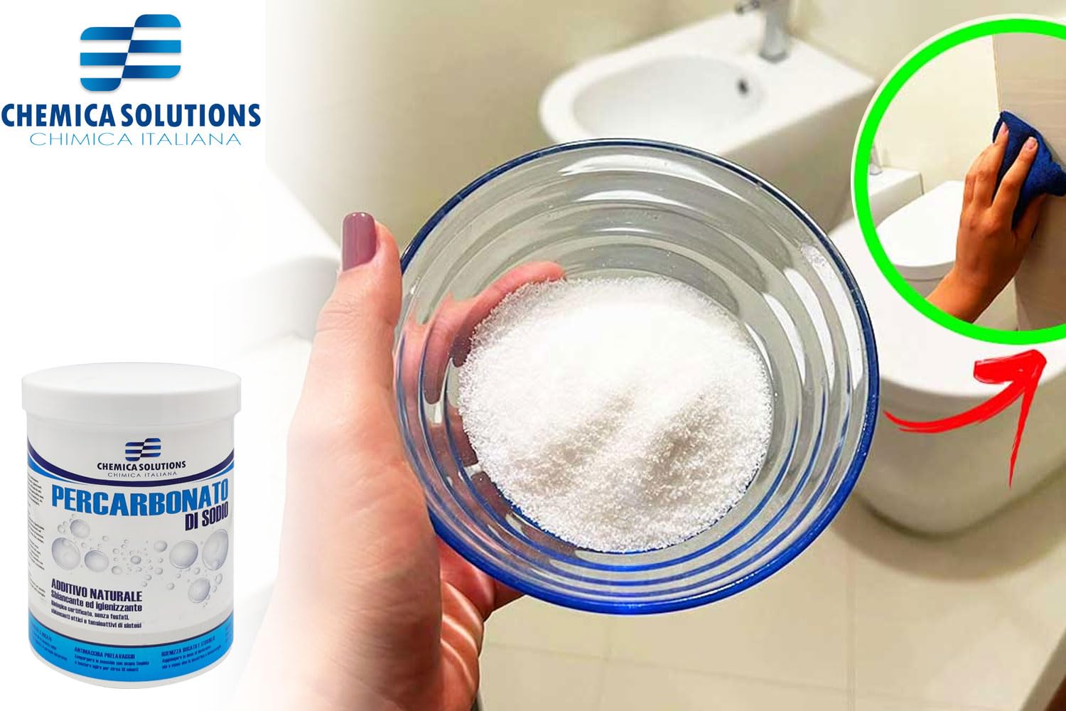 Percarbonato de sodio, 5 kg (900 lavados), aditivo quitamanchas y blanqueador de oxígeno activo para la colada, potencia el detergente, ecológico sin cloro, desinfectante natural | Chemica Solutions