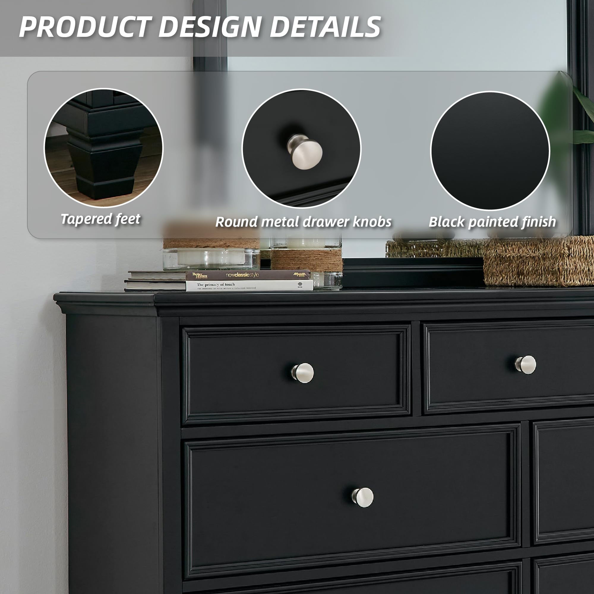 Signature Design by Ashley Bedroom Black Dresser with Mirror