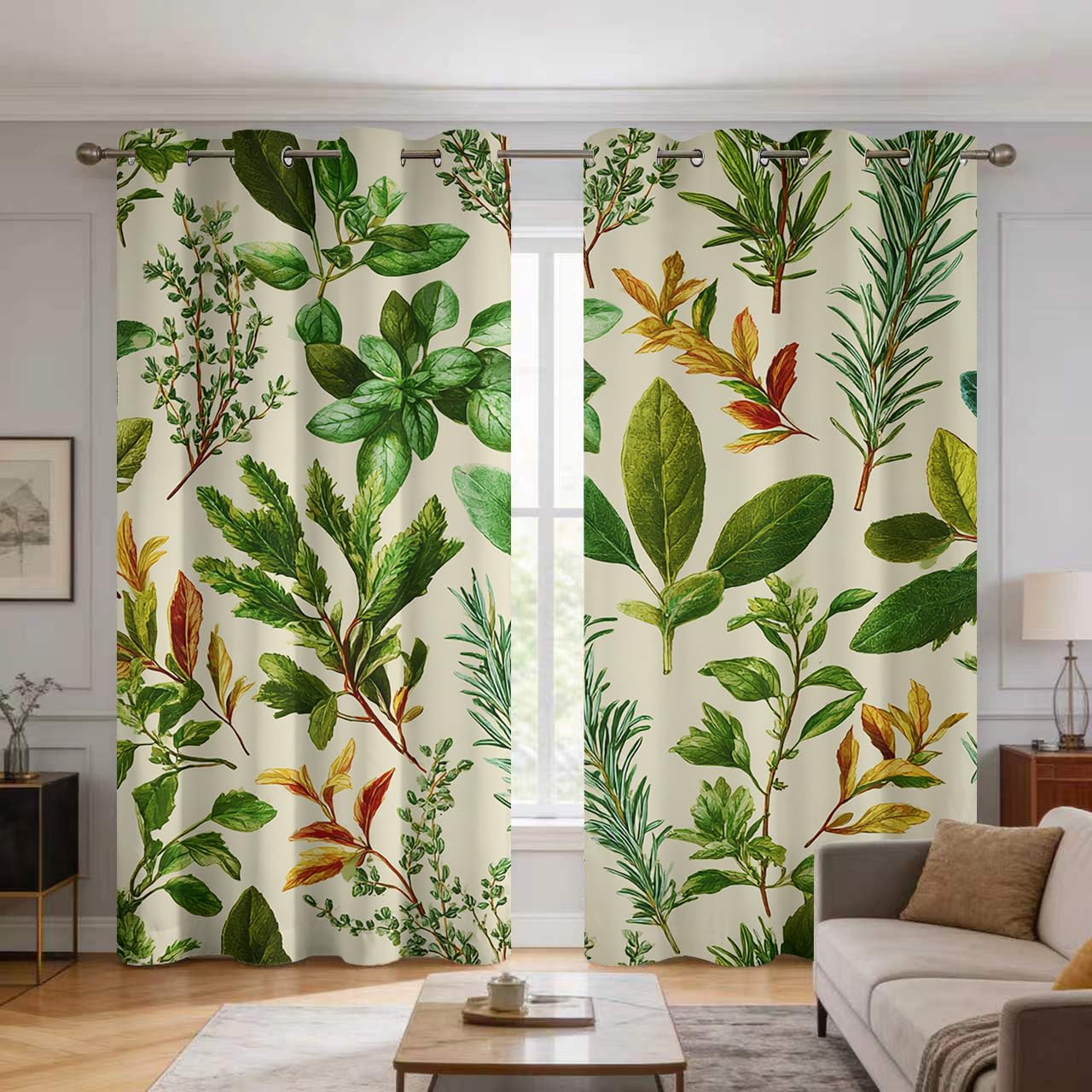 Rideaux occultants motif plantes vertes pour salon et chambre cocon