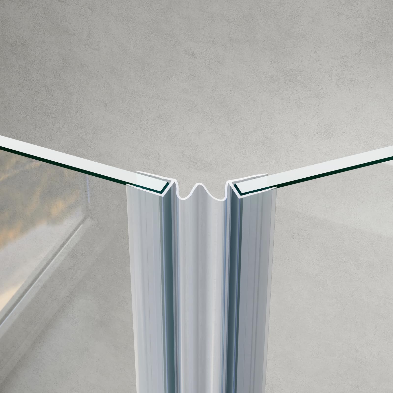 WITEN&NOCK 200cm 2er Set Duschdichtungen Ersatzdichtung entfaltbar für Glas zu Glas Verbindung Duschtür Dichtung Gerade Glasstärke 5-6 mm