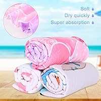 Vista 8 de LIVILAN Toalla de Playa Little Mermaid, 30" x 60" Microfibra Suave, Secado Rápido, Absorbente, Sin Arena, Ligera para Niños, Niñas, Mujeres, Ideal