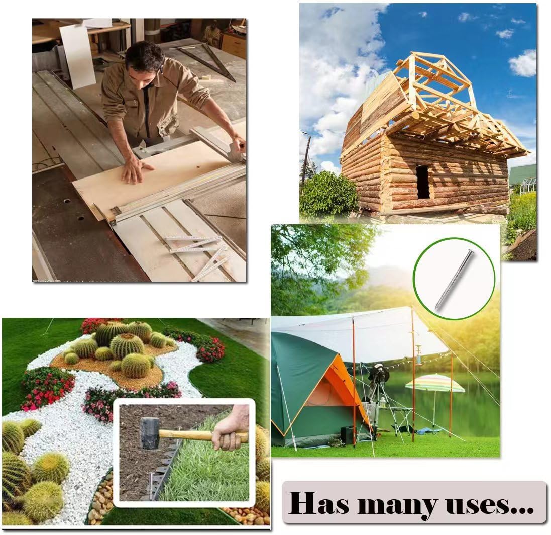 Artificial Turf Stakes Landscape Edging Stakes Spiral Stainless Steel Anchoring Spikes for Landscaping Edging, Weed Barrier, Lawn Edging,Tent Stakes, 6 in 76 Pcs