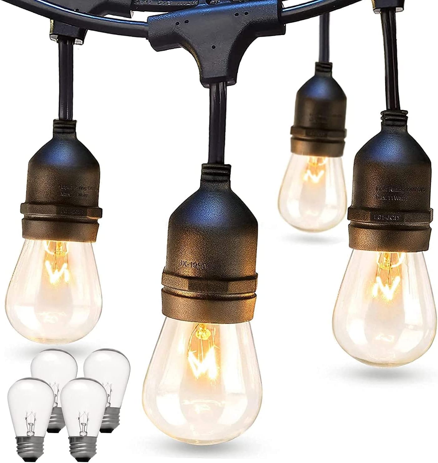 addlon 48FT Incandescent Outdoor String Lights with 4Pcs Incandescent