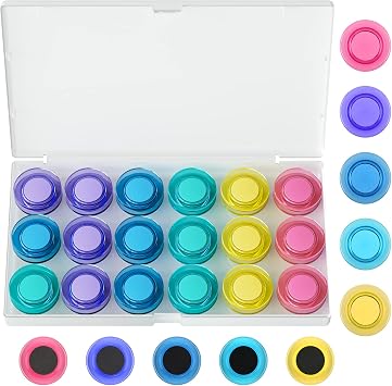 MaxGear Whiteboard Magnets, 3 cm Round Strong Magnets 36 Pack, 5 Colors