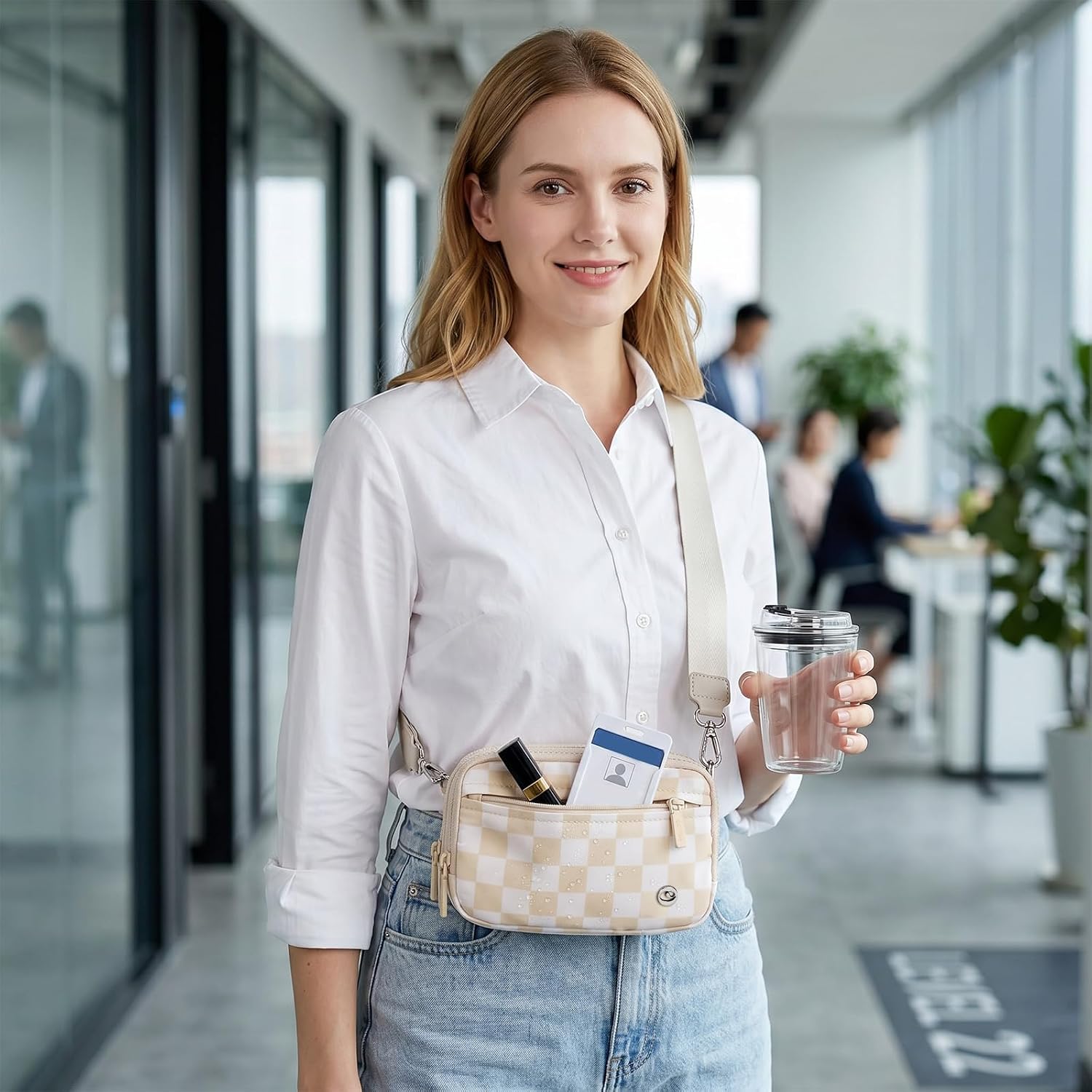 Crossbody Bags Fanny Packs for Women Cross Body Purse Small Handbags Wallet Travelling Waist Bag with Wide Strap