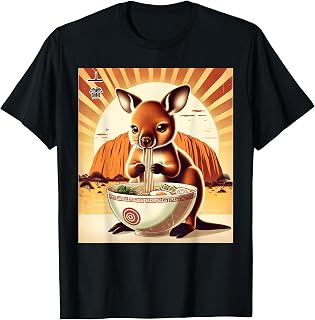 Sunset Japanese Art Australian Savanna Kangaroo Joey Ramen T-Shirt