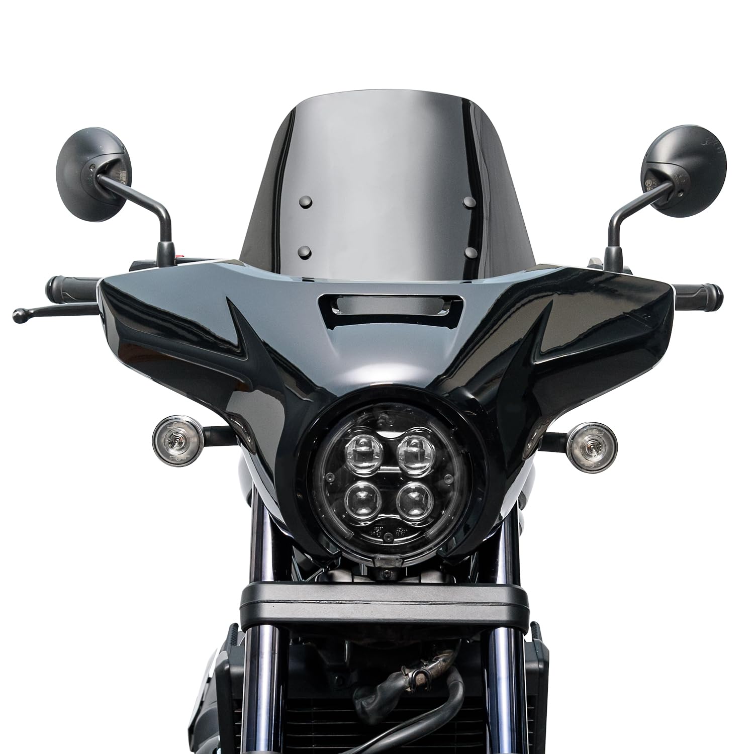 Motorcycle Headlight Cowl Windshield for Honda Rebel CMX CM 1100 CMX1100 CM1100 2018 2019 2020 2021 2022 2023 2024 2025 Cruiser Wind Screen Fairing Deflector Protector (Smoke+Black)