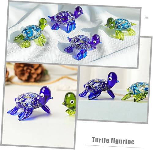 Miniatura 4 de STOBAZA Mini Glass Turtle Figurine Hand Blown Blue Sculpture Stable Desktop Decoration for Office Cabinet Home Art Ornament Gift for Birthday