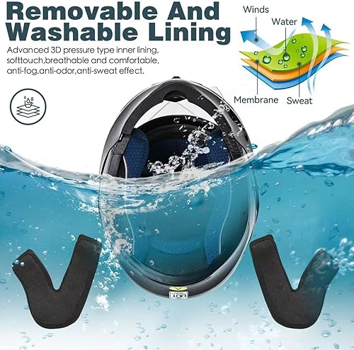 Miniatura 7 de Casco modular Bluetooth para motocicleta, aprobado por DOT, de cara completa con visor abatible, de doble visera, con altavoces duales y micrófono,