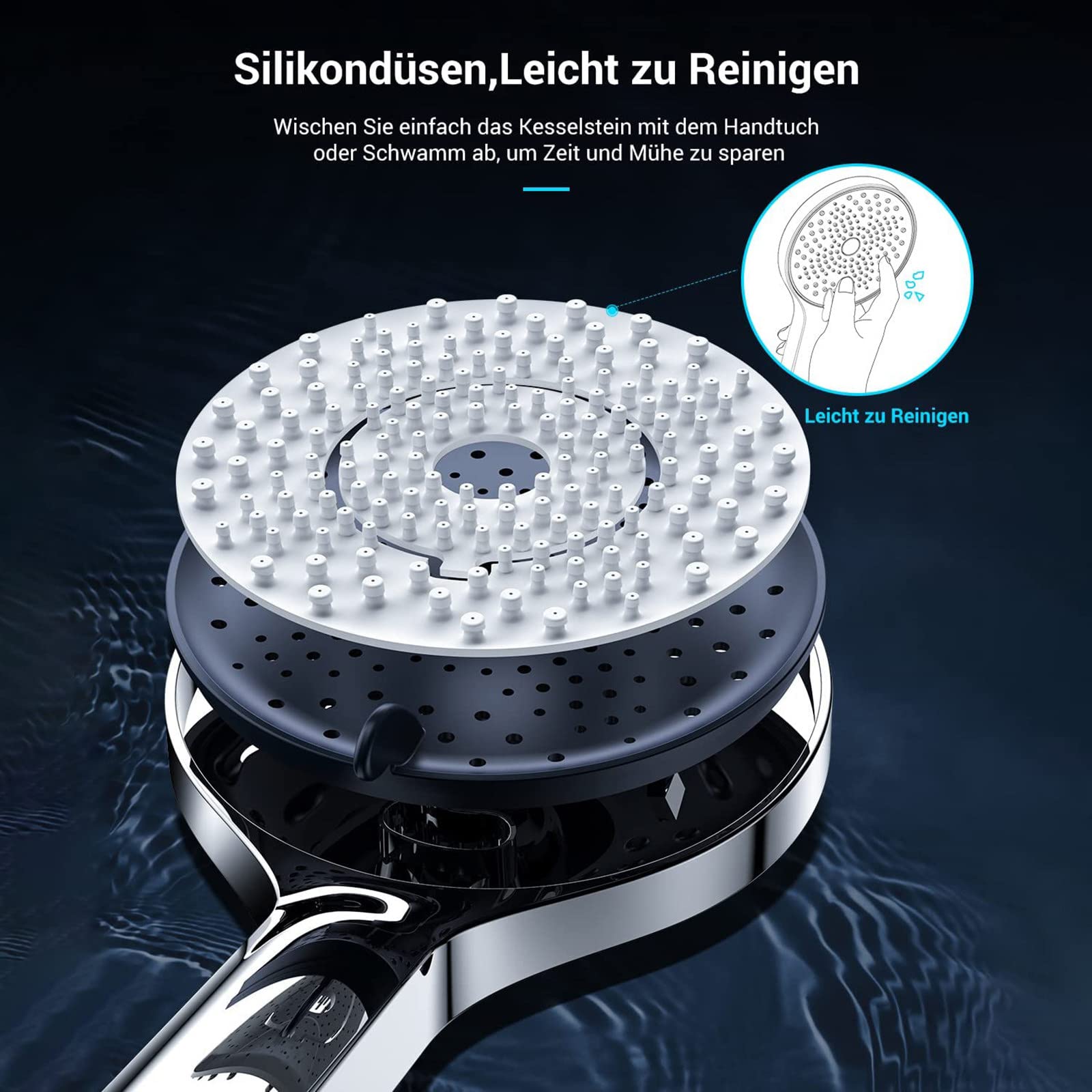 SWHC 3 Modos Alcachofa Ducha Alta Presión, ABS Cromo Antical Alcachofa Alcachofa de Ducha de Mano, G1 / 2 Ajuste Universal Ahorro de Agua Duchas de Baño Alcachofa, Fácil de Instalar