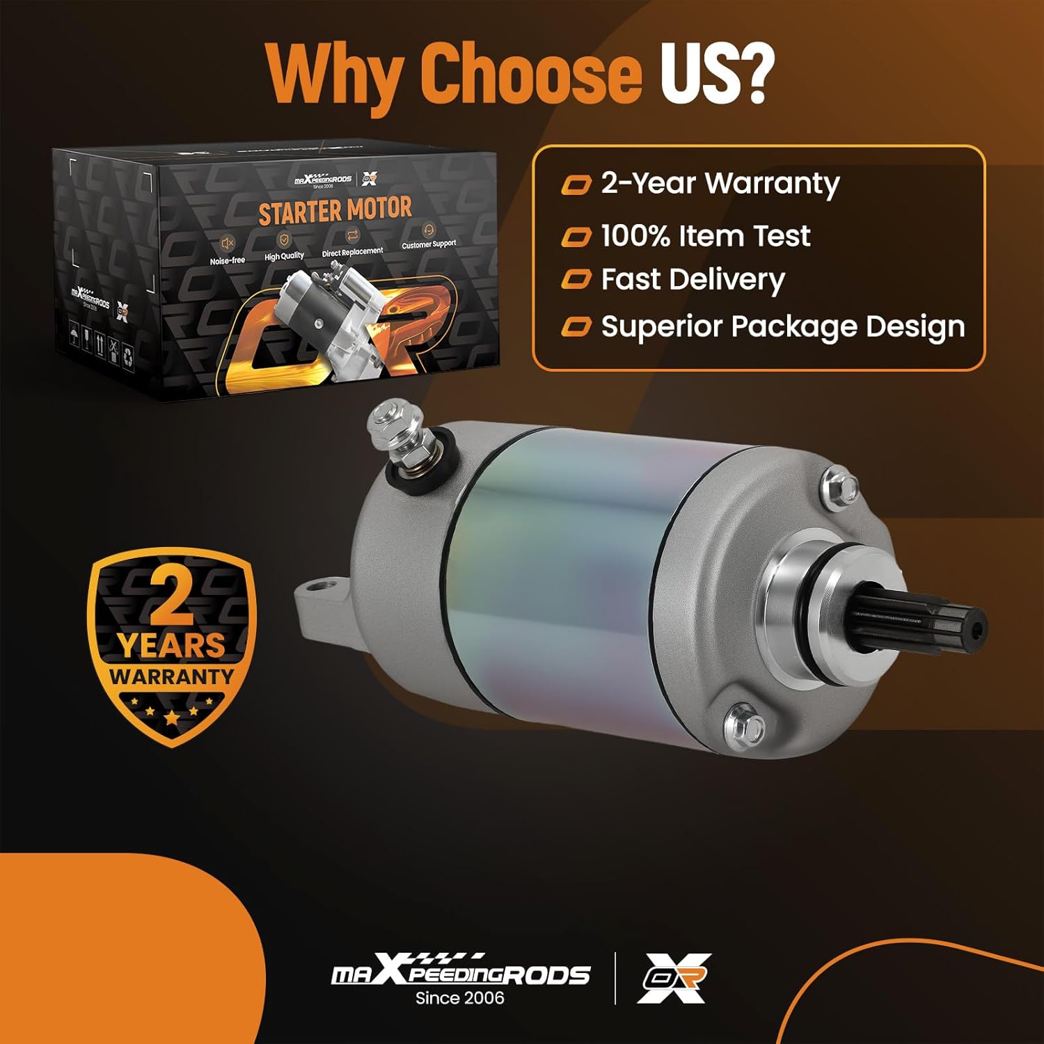 maXpeedingrods Starter Motor for HONDA TRX300EX 1993-2008, TRX300X2009, 12V 10Teeth CW, Replace# 31200-HM3-671, SM13422, 26-1214, 410-54008