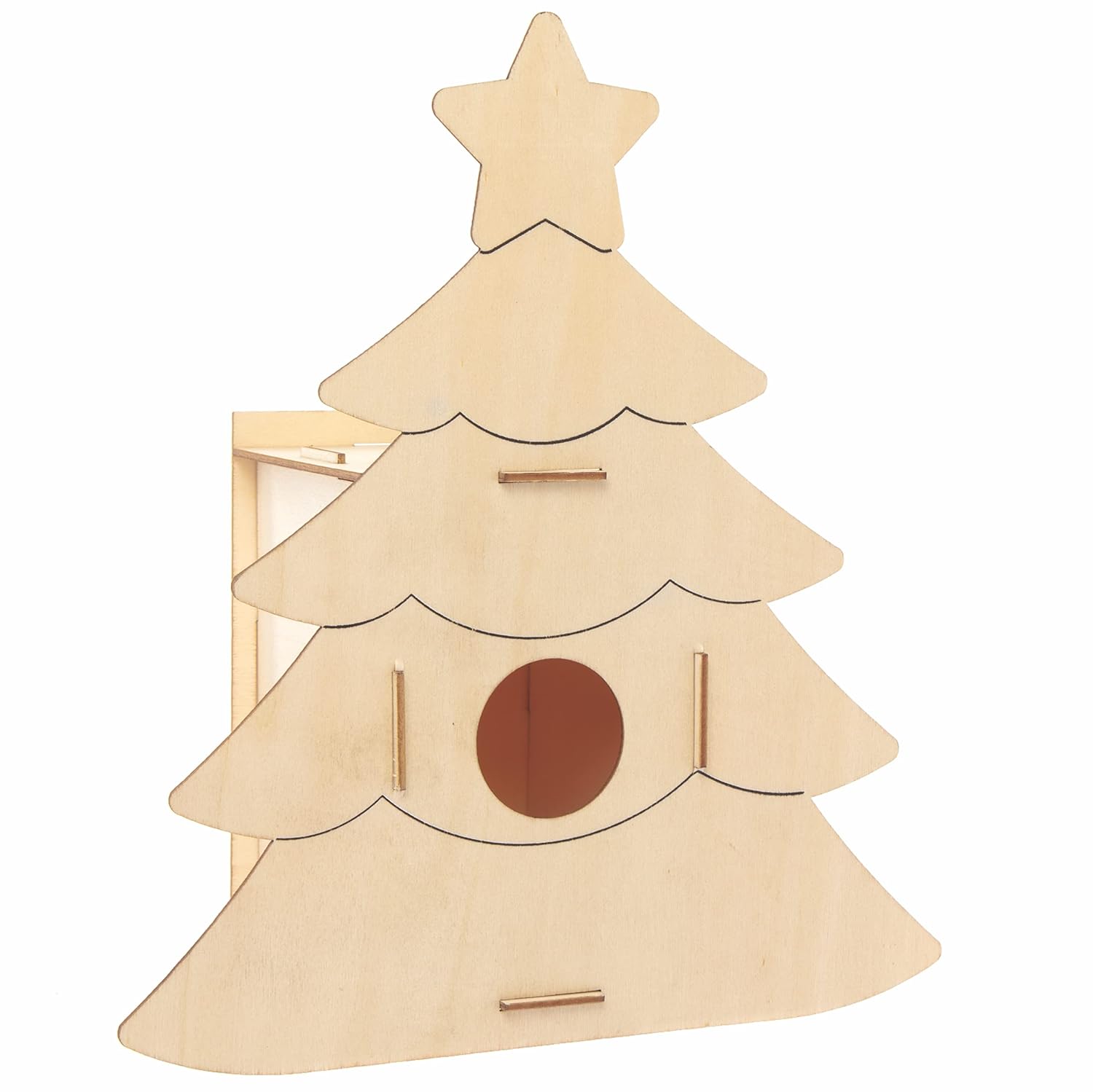 Baker Ross FC167 Christmas Wooden Bird House Kits - Pack of 2, Wood Crafts to Decorate and Display, Garden Crafts for Personalized Arts and Crafts Projects, Make Your Own for Kids