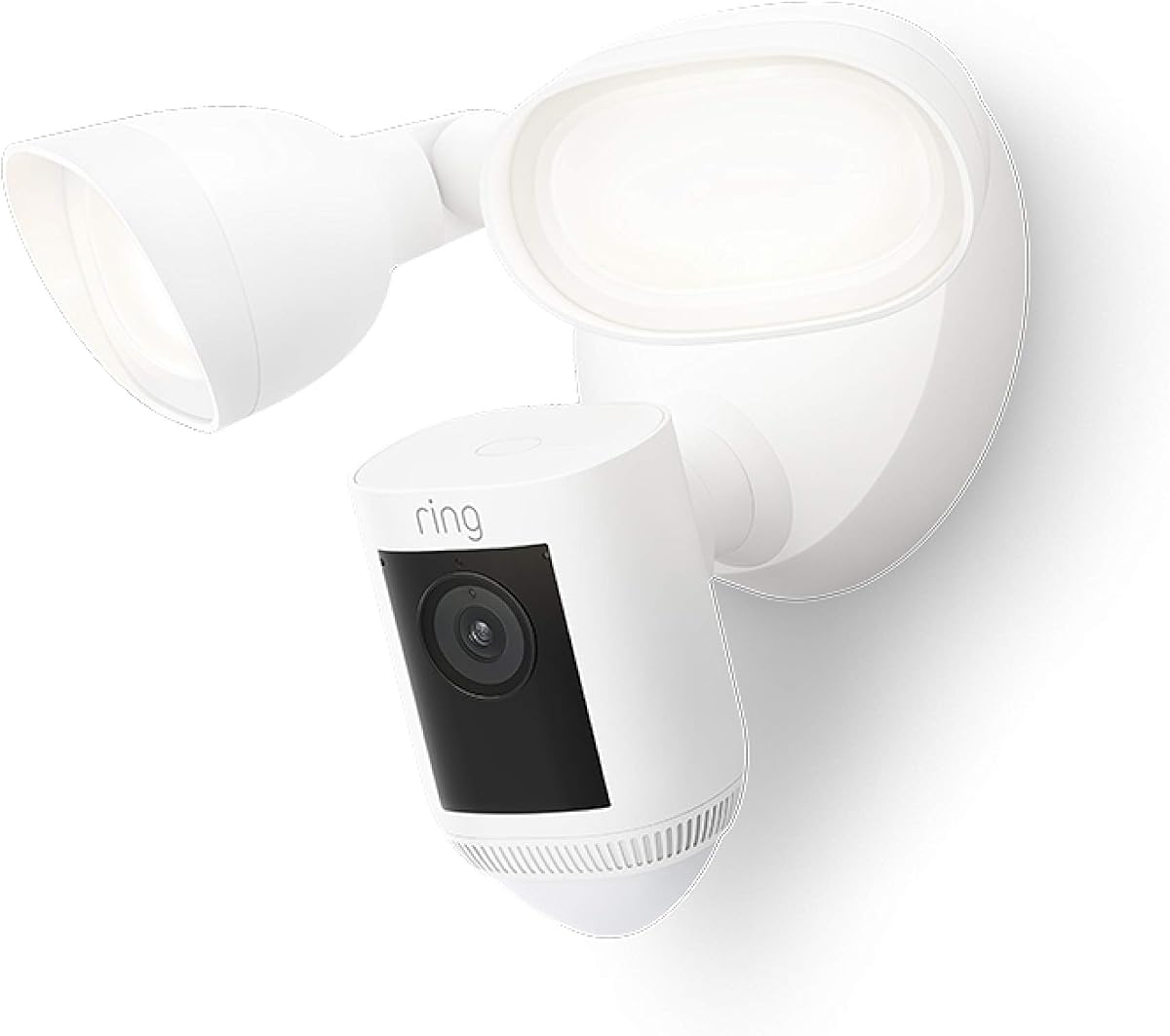 Like-New Ring Floodlight Cam Wired Pro with Bird’s Eye View and 3D Motion Detection, White