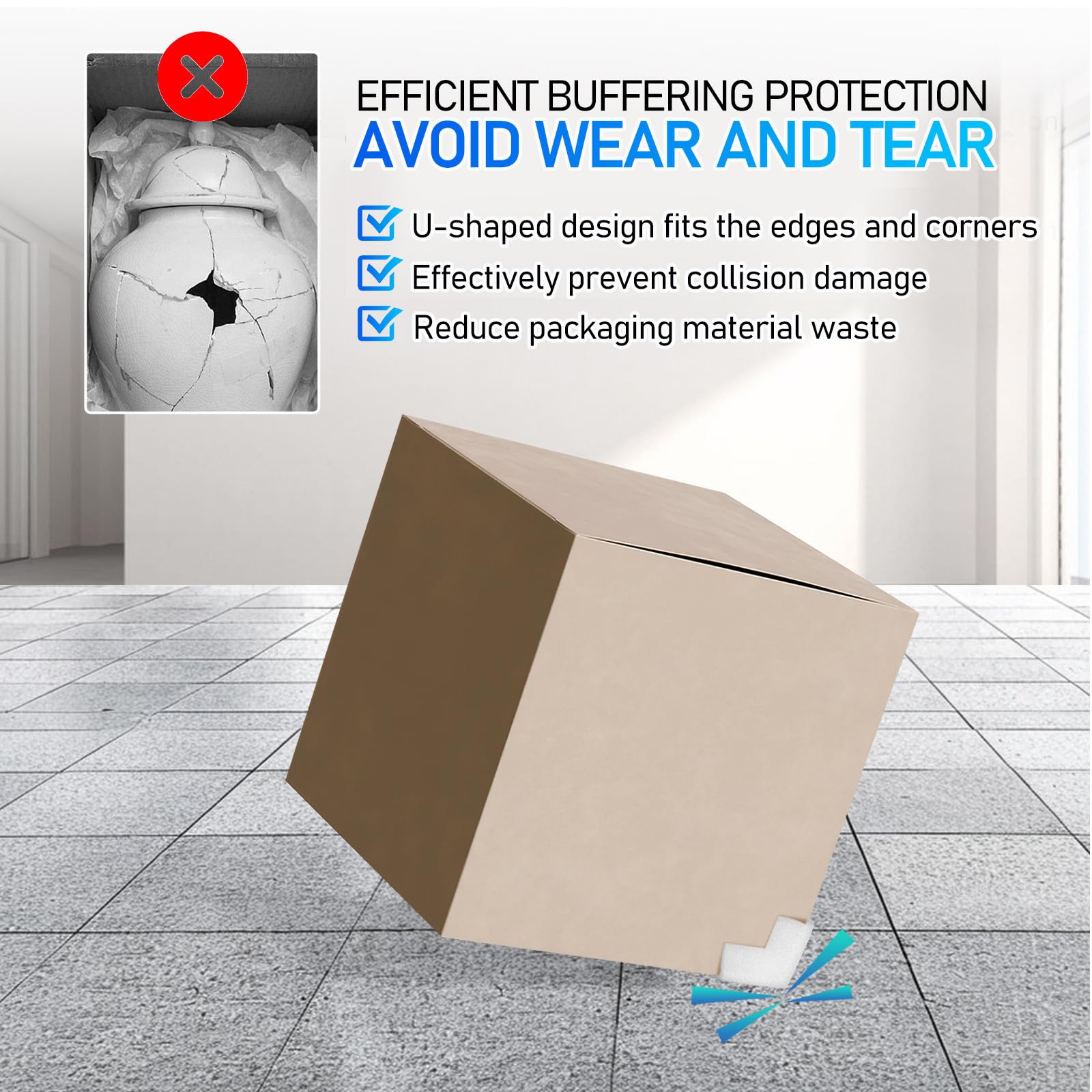 ibasenice Protections D'angle en Mousse Epe Blanc 24 Pièces Légères et Résistantes pour Emballage et Déménagement de Tableaux et Cartons Fragiles