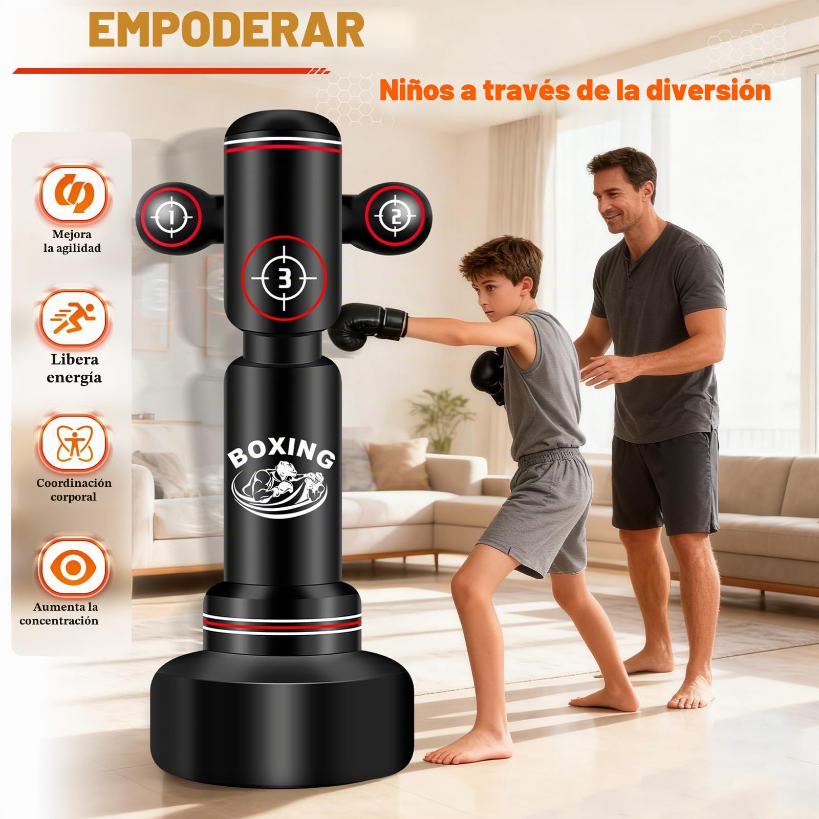 NZQXJXZ Saco de Boxeo de pie para Adulto, 180cm Saco Boxe Independiente con Guantes de Boxeo, Bomba, Cuerda para Saltar y Pelota de Reflejos, Sacos de Boxe Inflable para Karate MMA Taekwondo Fitness