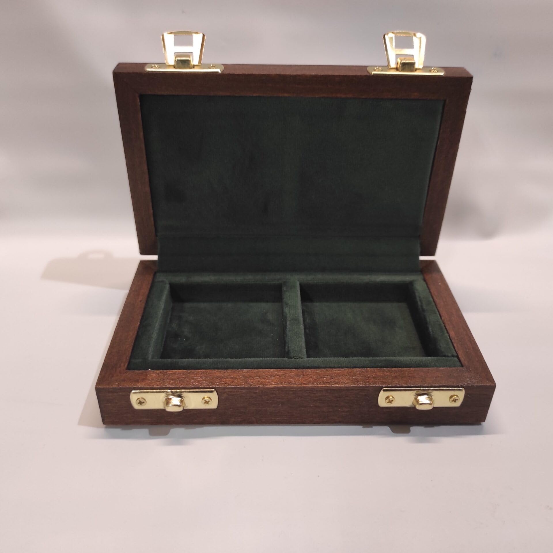Caja para monedas y medallas antiguas certificadas, madera maciza, 2 compartimentos 50x50 mm, terciopelo italiano, hecha a mano, numismática