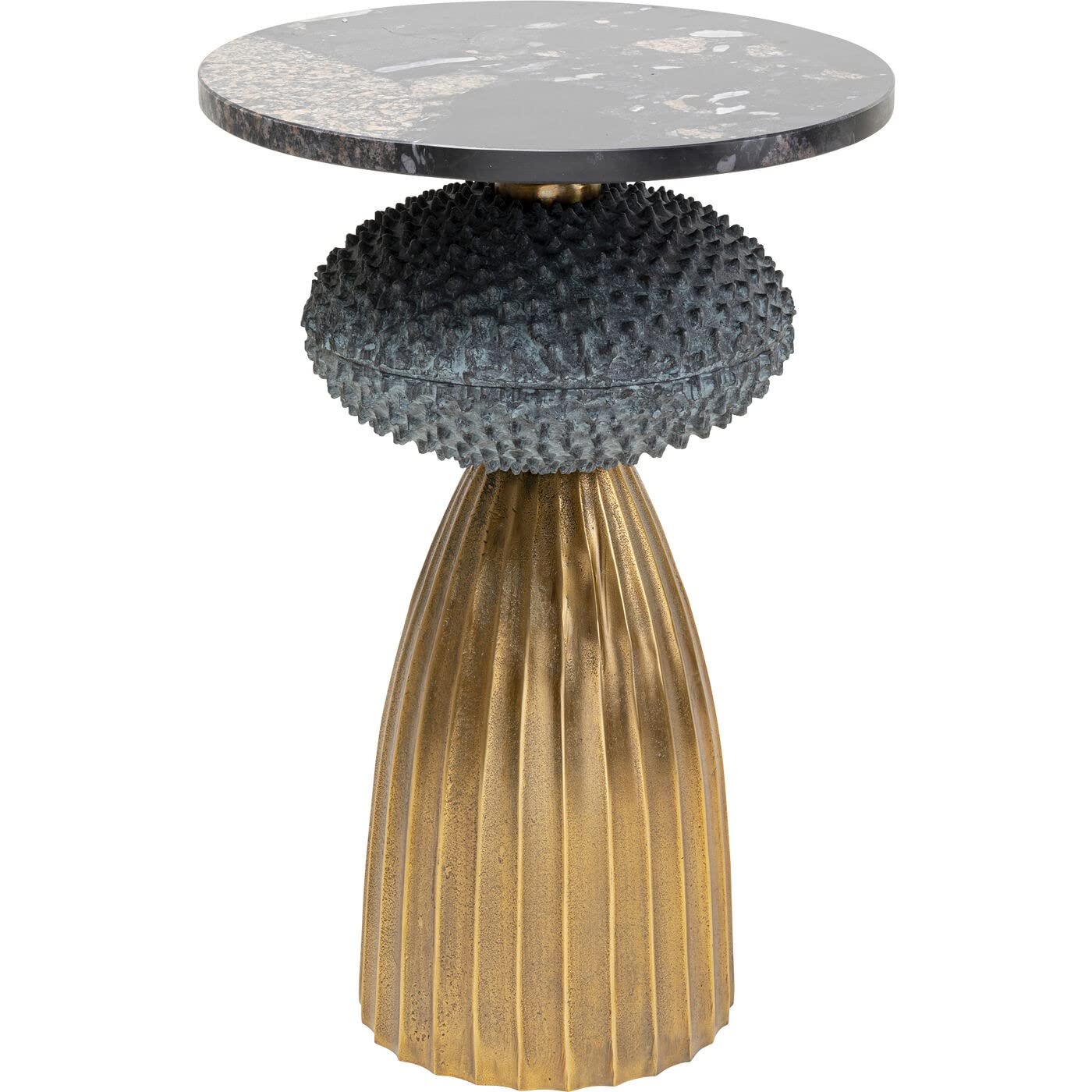 Kare Design Side Table Masha, 43 cm Diameter, Elegant, Round, Marble, Aluminum, Living Room Table, Handmade, Each Piece Unique, Round Bedside Table, Room Decor, Home Decor, Office, Hallway