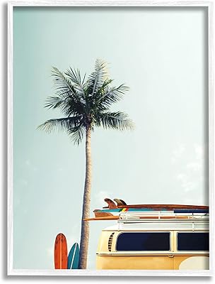 Stupell Industries Surf Bus Yellow With Palm Tree Photography, Design by Design Fabrikken