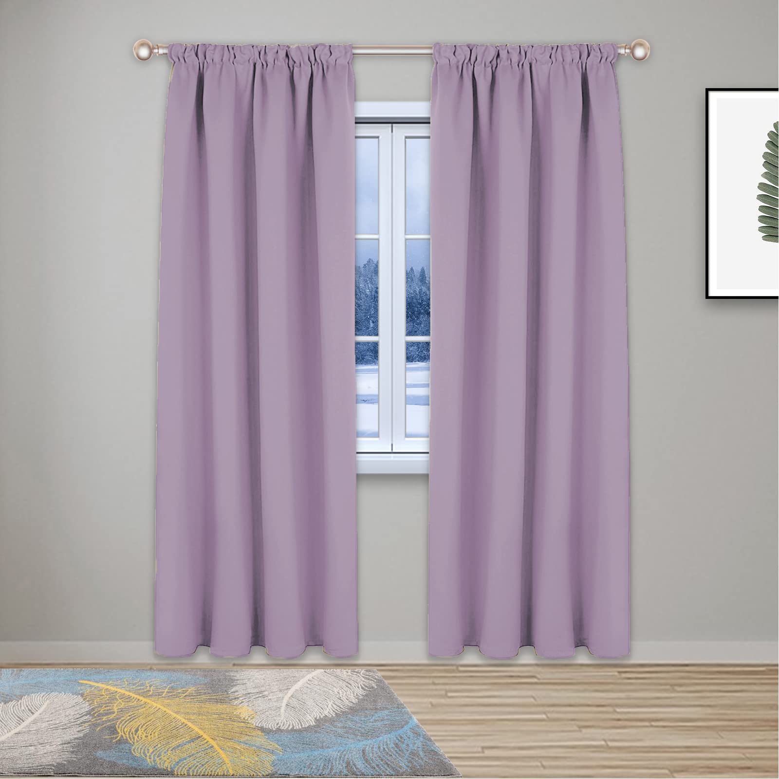 Tende Camera Da Letto Tende Oscuranti Diraysid 100% Lilla - 2 Pannelli