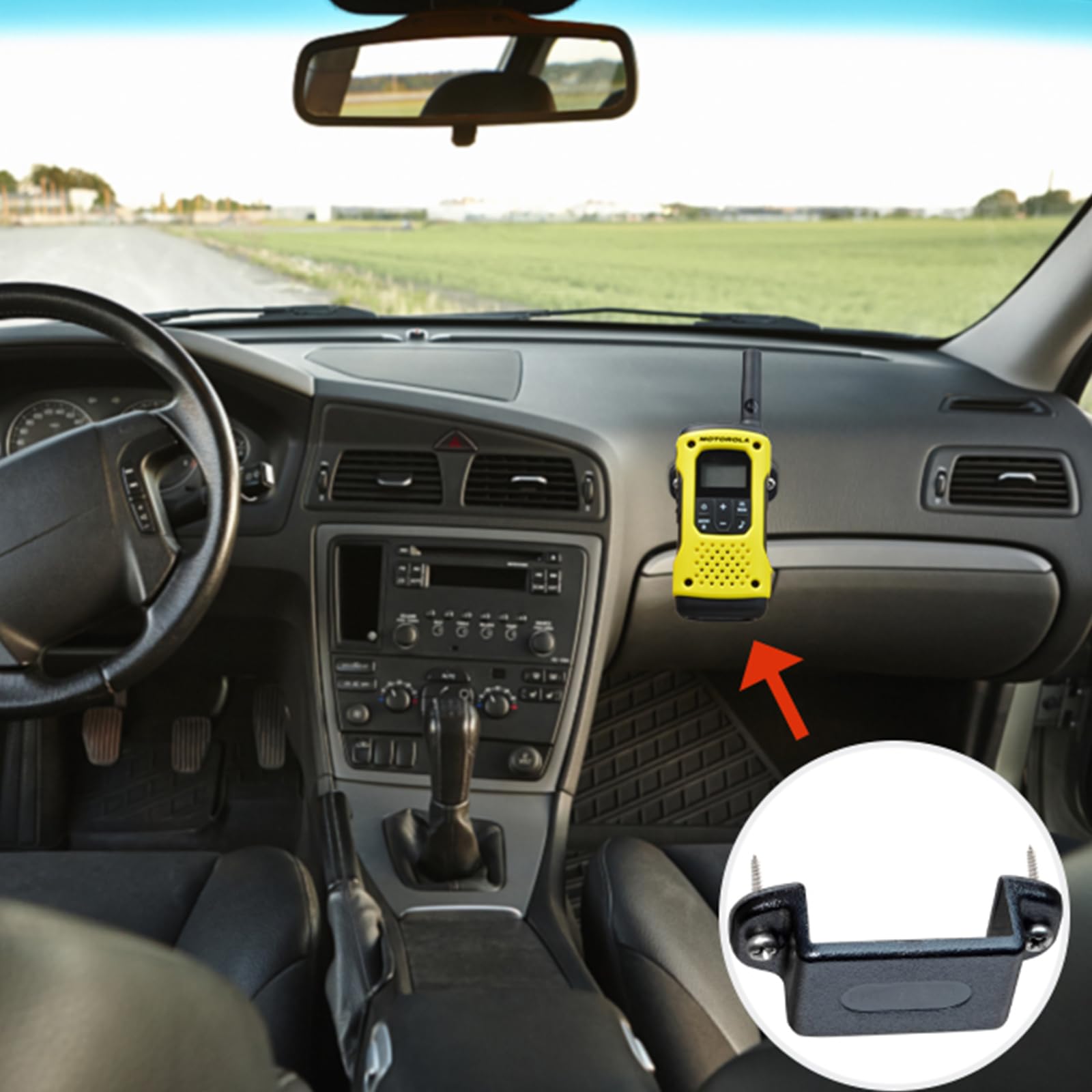 HYS Supporto radio auto Motorola Baofeng Yaesu Midland walkie talkie clip (2 szt, czarny)