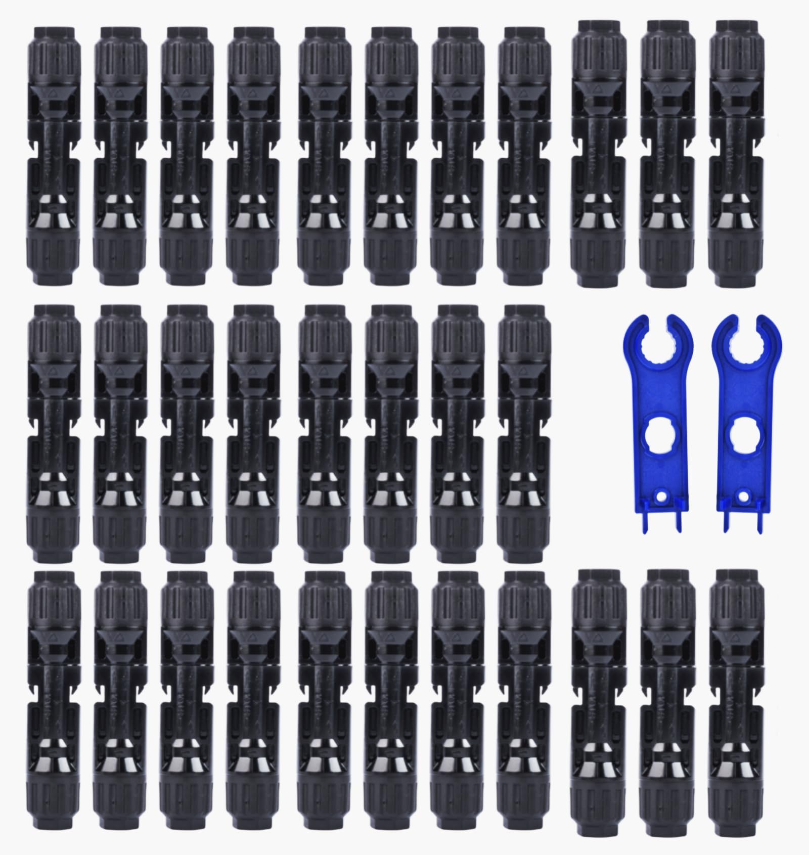 60 conectores solares para panel de alambre PV (14-10 AWG) Cable con llaves IP67 impermeable macho/hembra (30 pares)