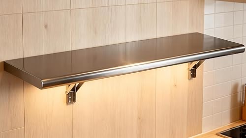 Estante de concesión de 36 pulgadas de largo x 12 pulgadas de ancho, estante plegable de acero inoxidable ASTM 304 de calibre 22, estante de montaje