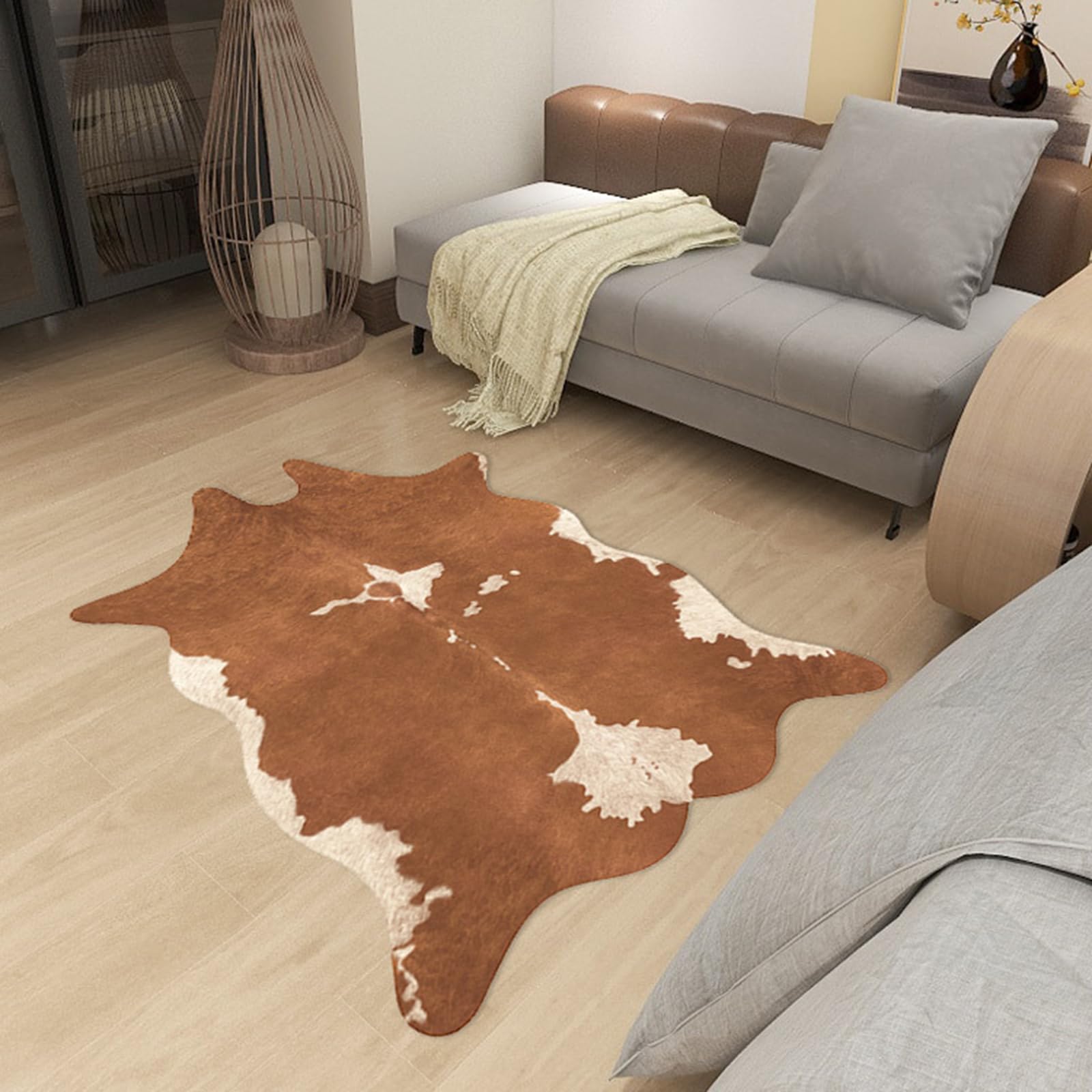 Tappeto con Motivo Finto Animale,Tappeto con Stampa Animalier,Tappeto con Stampa A Pelle di Mucca,Tenerlo Piatto sulla Superficie,Adatto A Casa,Ufficio,Soggiorno,Camera da Letto