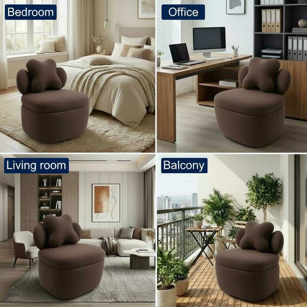 Teddy Velvet Swivel Accent Chair with Storage, 360° Rotating Ergonomic Armchair, Scratch-Resistant Upholstered Sofa Chair for Living Room, Bedroom, Nursery, Apartment or Small Spaces, 300 lbs Capacity