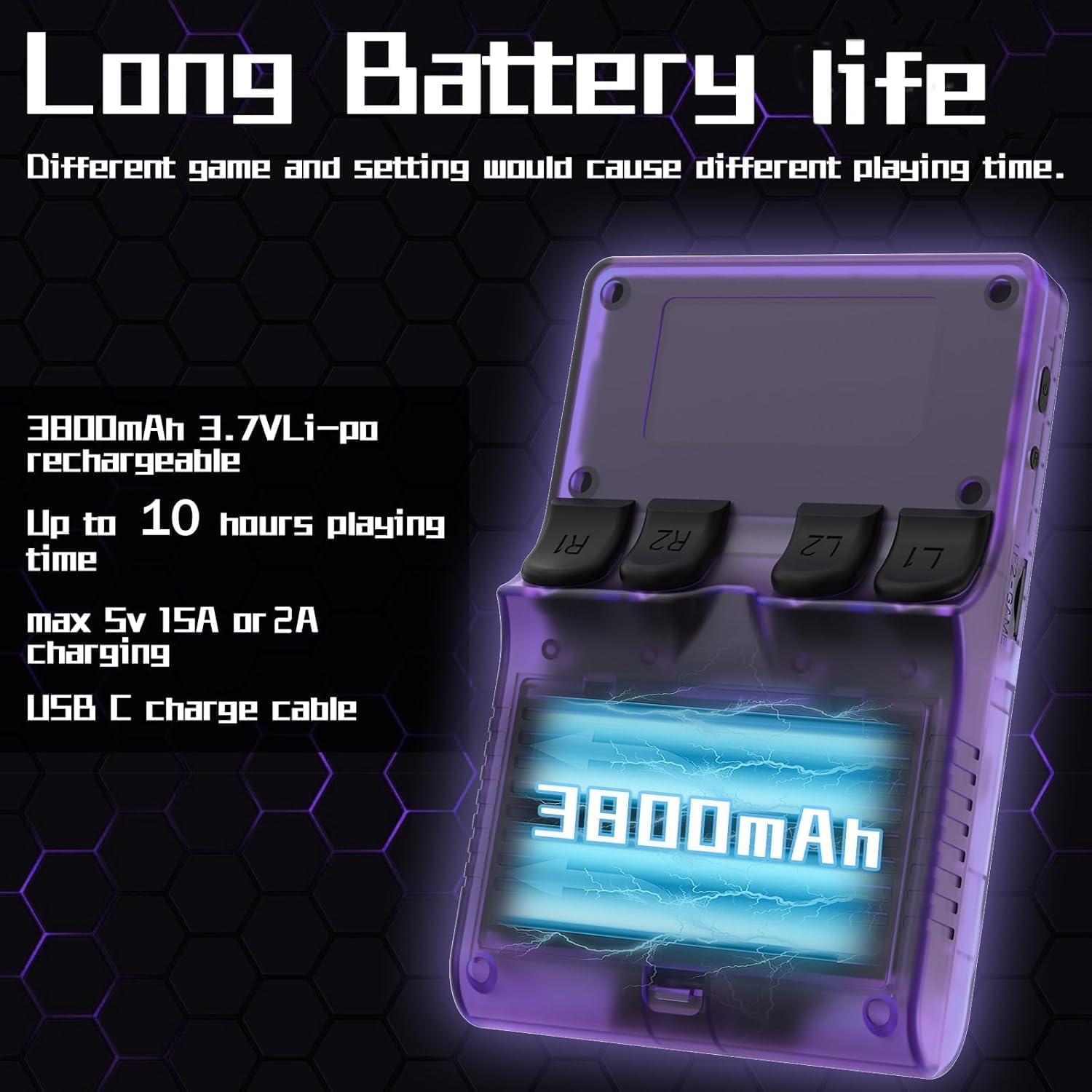 R36S Retro Handheld Game Console 128G - Schermo IPS da 3,5” con oltre 40000 giochi classici Lettore di videogiochi tascabile Open Source Linux OS con batteria da 3500mAh (lilla)
